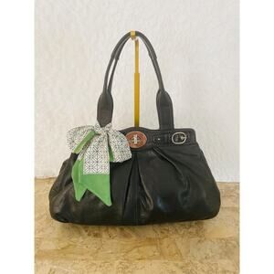 COACH Mia/garner black Pleated Leather Carryall Shoulder Bag 13914